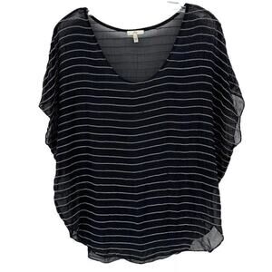 JOIE Blouse Women’s Small Chain Detailing Sheer Black Short Sleeve Flowy…